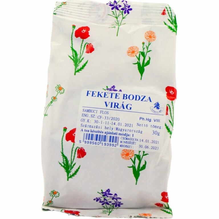 Gyógyfű fekete bodzavirág keserű ízű szálas gyógytea (30 g)