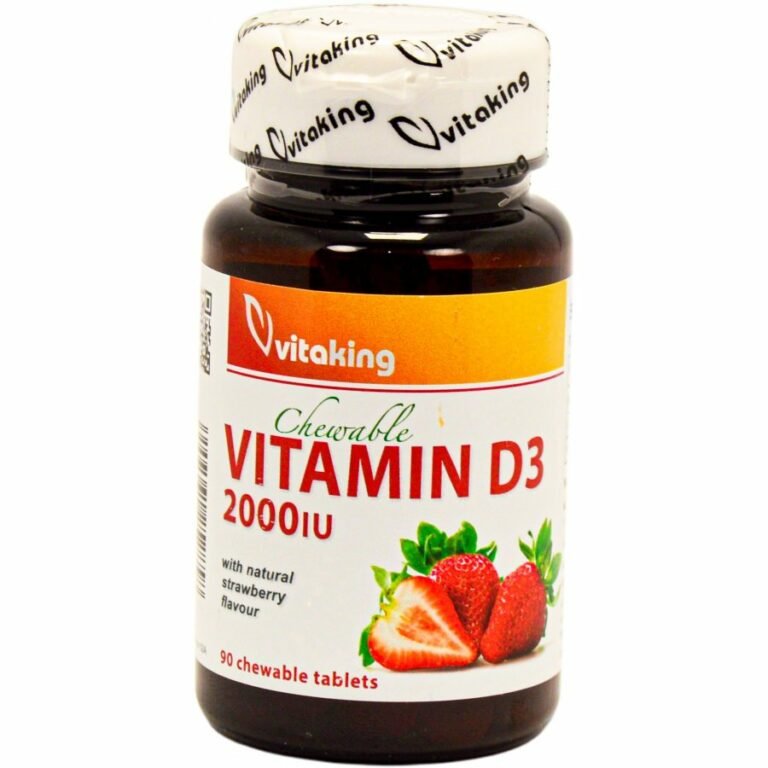 Vitaking 2000 NE eper ízű D3-vitamin rágótabletta (90 db)