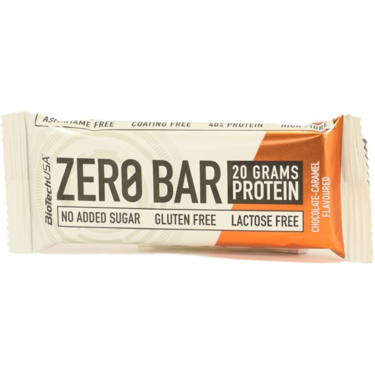 Bio Tech Zero Bar csokoládé és karamell ízű Fehérje szilárd (50 g)