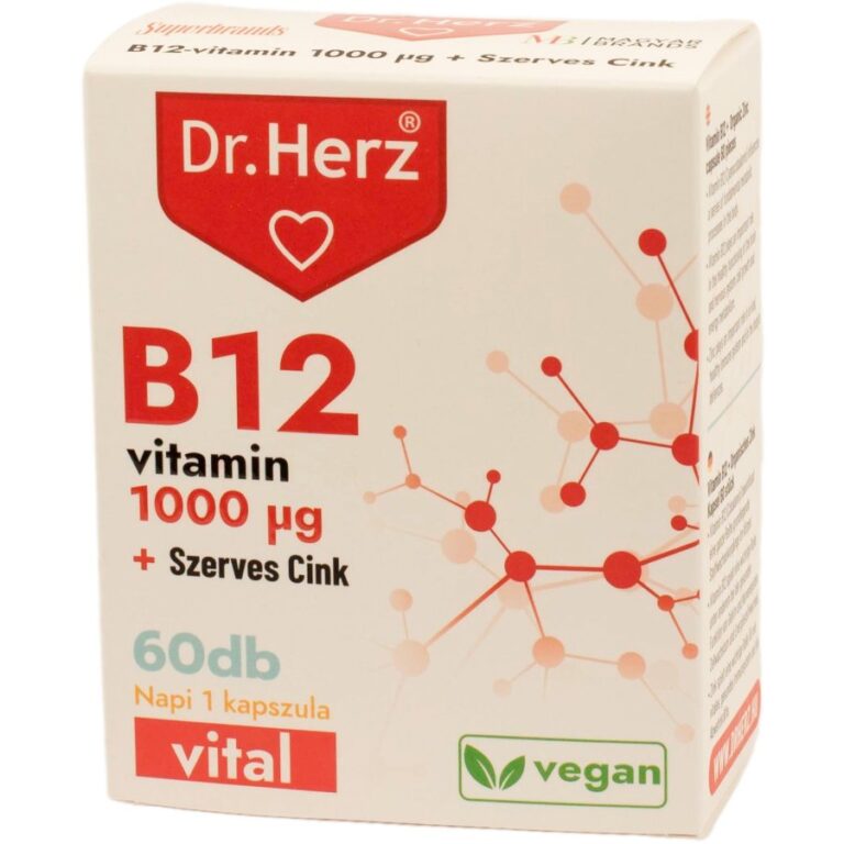 Dr. Herz B12 Vitamin 100mcg+ Szerves Cink B12-vitamin kapszula (60 db)