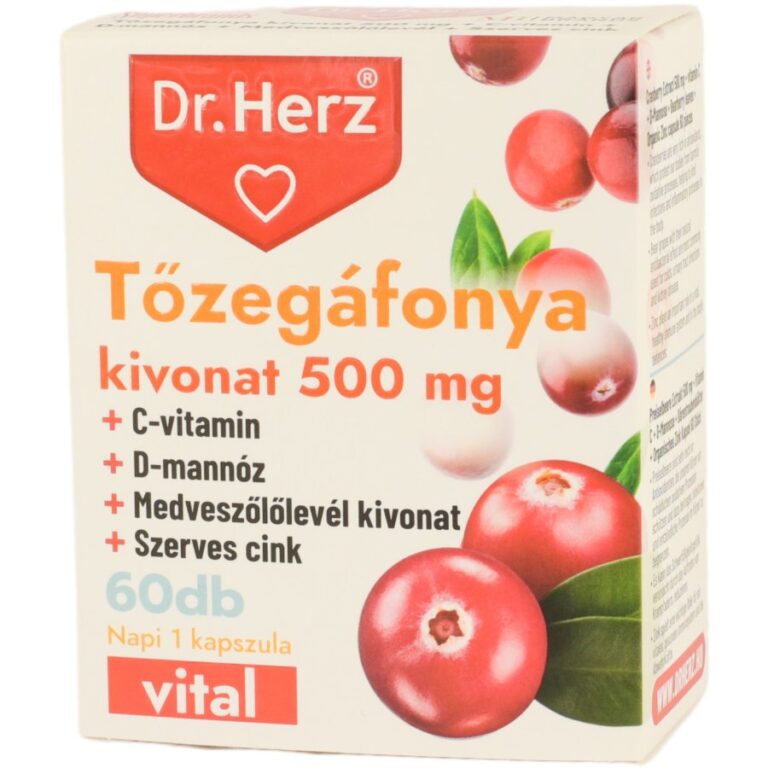 Dr. Herz C-vitamin, D-mannóz, Medveszőlőlevél, Cink +500mg kapszula (60 db)