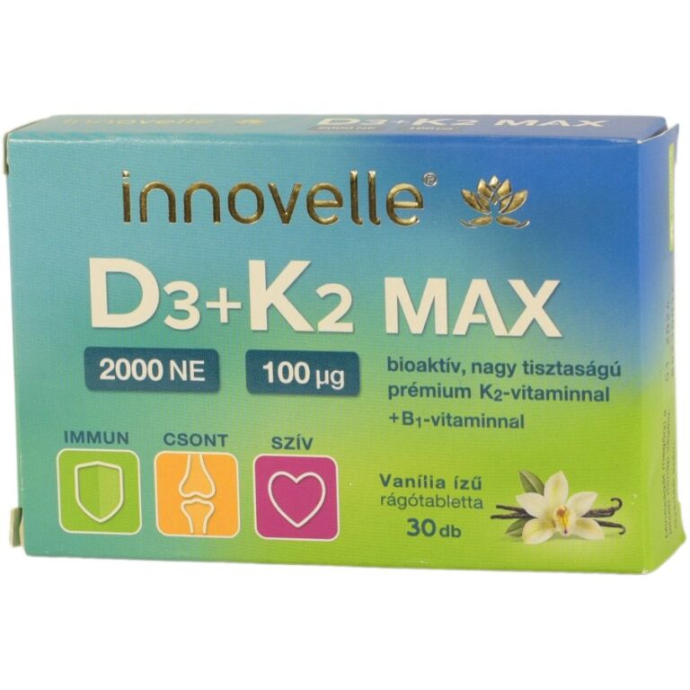 Innovelle D3 vitamin 2000NE + K2 Max vanília ízű Multivitamin rágótabletta (30 db)