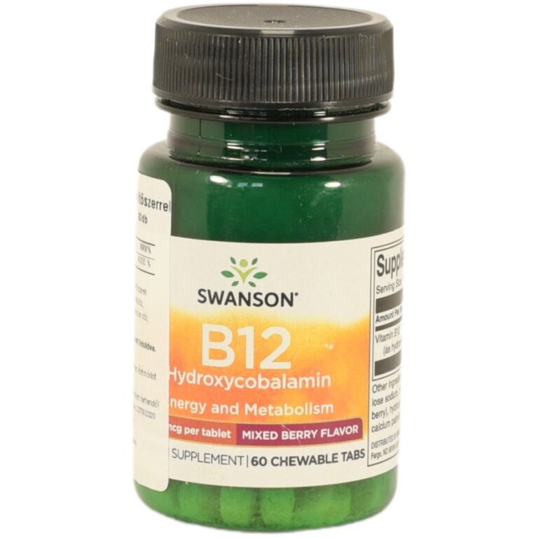Swanson 1000 mcg (Kobalamin) B12-vitamin rágótabletta (60 db)