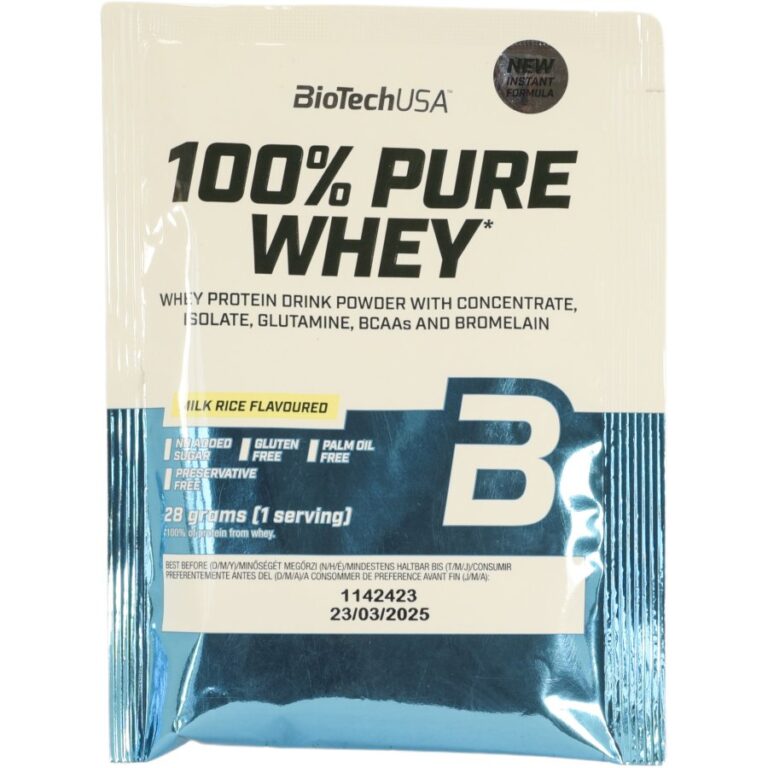 Bio Tech 100 % Pure Whey tejberizs ízű tejsavó Fehérje italpor (28 g)