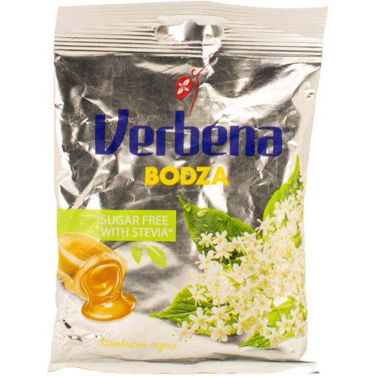 Verbena Sugar Free Bodza Light - cukormentes töltött keménycukorka bodzavirág kivonattal, édesítőszerekkel és C-vitaminnal (60 g)