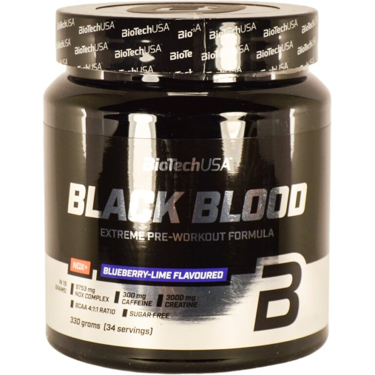 Bio Tech Black Blood Nox+ áfonya és lime ízű energizáló italpor (330 g)